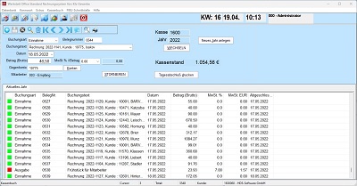 Kassenbuch im Kfz-Werkstann Rechnungsprogramm